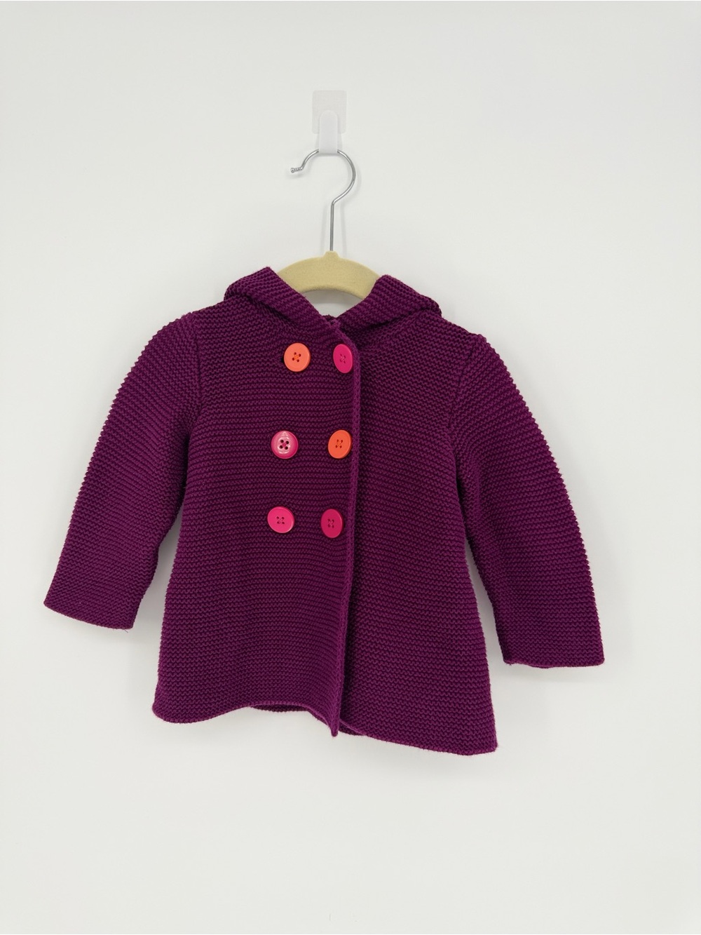 Y2K Baby Girl 12M Purple Cable Knit Pixie Jacket | First Impressions Play